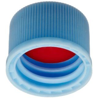 National Scientific Polypropylene Screw Thread Light Blue Cap with Red PTFE/White Silicone, Star slit Septum, Cap Size 10 425 (Case of 1000) Science Lab Cap Plugs