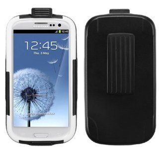Hard Plastic Snap on Cover Fits Samsung i747 L710 T999 i535 R530 i9300 Galaxy S III White Inverse Advanced Armor Stand (With Black Holster) AT&T Cell Phones & Accessories