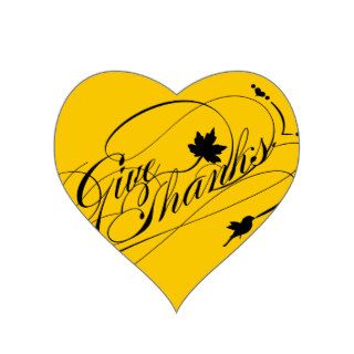 Happy Thanksgiving Calligraphy Heart Stickers