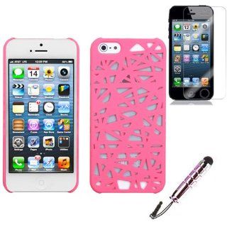 Hard Plastic Snap on Cover Fits Apple iPhone 5 5S Rubberized Pink Bird's Nest Back +Pink Stylus Plus A Free LCD Screen Protector AT&T, Cricket, Sprint, Verizon (does NOT fit Apple iPhone or iPhone 3G/3GS or iPhone 4/4S or iPhone 5C) Cell Phones &a