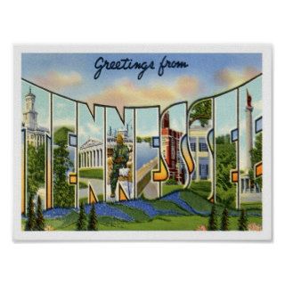 Greetings Tennessee TN Postcard Print
