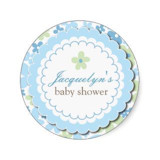 Baby Boy Flower Shower Thank You Favor Sticker