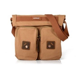 AUGUR Canvas Unisex Cross Body Single Shoulder Bag with Durable Strap 28x9.5x29cm   Khaki Computers & Accessories