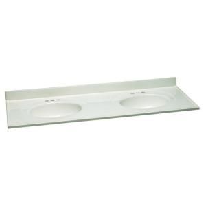 Design House 61 in. W Cultured Marble Vanity Top with White on White Double Bowl 553347