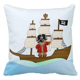 Cute Little Pirate Captain Teddy Bear Cartoon Pillows