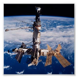 View of Mir Russian Space Station Atlantis Poster