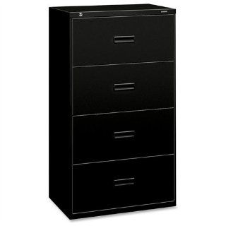 400 Series Four Drawer Lateral File, 30W X 19 1/4D X 53 1/4H, Black  Lateral File Cabinets 