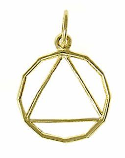Alcoholics Anonymous AA Symbol Pendant #454 2, Solid 14k Gold, 12 Sided Medium Size Circle Jewelry