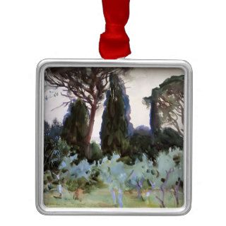 John Singer Sargent  Landscape near Florence Christmas Tree Ornaments