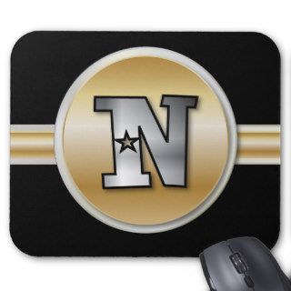 Monogrammed gold and silver effect letter N Mousepads