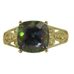 Gems for You 10k Yellow Gold Mystic Topaz and Diamond Accent Ring Gems For You Gemstone Rings