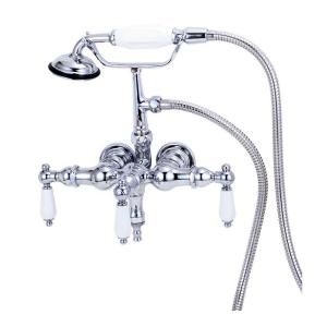 Elizabethan Classics TW02 3 Handle Claw Foot Tub Faucet with Hand Shower in Chrome ECTW02 CP