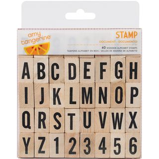 Amy Tangerine Yes Please Wood Mounted Rubber Stamps Alpha/Numbers 40pcs American Crafts Wood Stamps