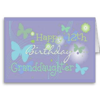 12th birthday Granddaughter, butterflies Greeting Card