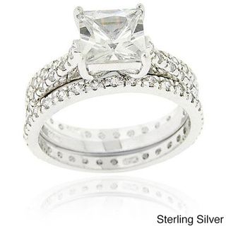 Icz Stonez Sterling Silver 3 1/2 ct. Cubic Zirconia Bridal Ring Set ICZ Stonez Cubic Zirconia Rings