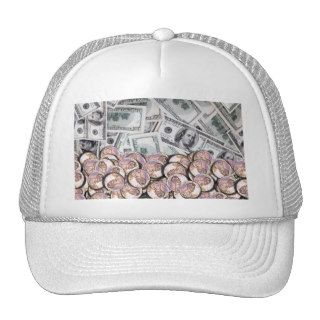 Dollars and Cents   Pennies w Hundred Dollar Bills Hat