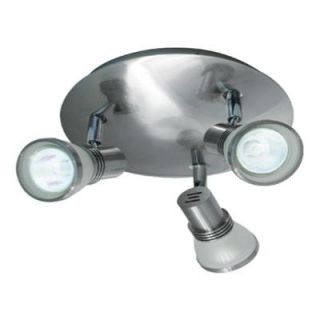 BAZZ 3 Light Halogen Brushed Chrome Ceiling Fixture with White Frosted Glass Spots PX7083BS