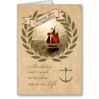 Missing You on Your Birthday Sailing Greeting Card
