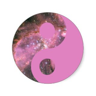 NGC 346 Pink Yin Yang Symbol Stickers