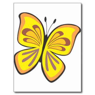 Cool Yellow Butterfly Cartoon Post Card