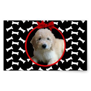 Christmas Dog Bone Puppy Picture Photo Frame Rectangle Stickers