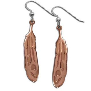 Copper Northwest Coast Eagle Feather Earrings. Made in USA. Dangle Earrings Jewelry