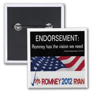 Endorsement Romney CO Springs Gazette Button