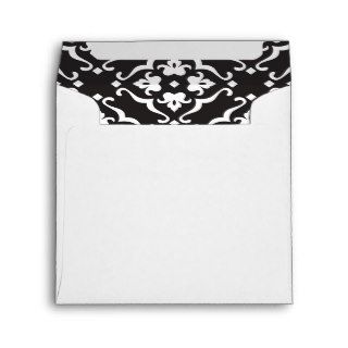 Black & White Damask Jewel Wedding Envelope