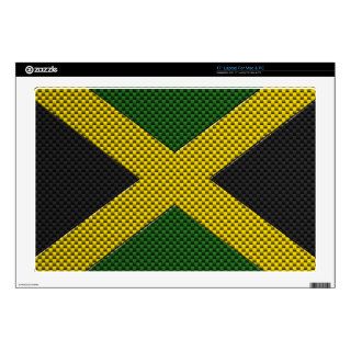 Flag of Jamaica with Carbon Fiber Effect Skin For Laptop