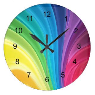 Rainbow Color Waves Design Wall Clock