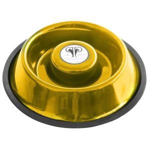 Platinum Pets Small Stainless Steel Slow Eating Bowl in Gold SEB32GLD