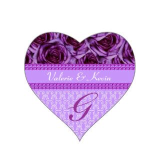 Purple Roses Monogram Letter G Wedding Sticker