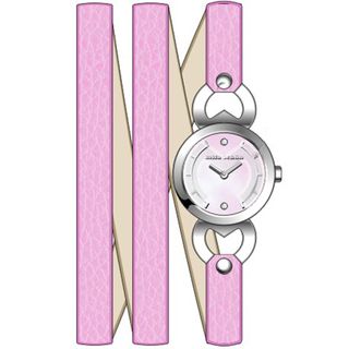 Mila Schon Children's Pink Mother of Pearl Dial Crystal Leather Quartz Watch Mila Schon Girls' Watches