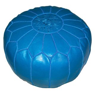 Contemporary Leather Ottoman Turquoise (Morocco) Ottomans