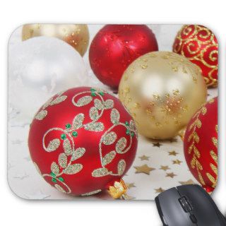 Festive Holiday Christmas Ornaments Background Mouse Pads