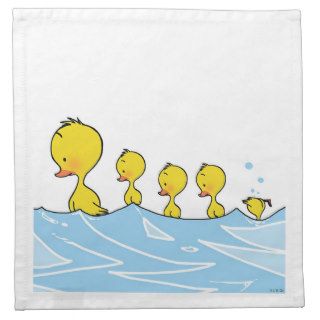 Swimming duck family printed napkin