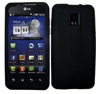Black Silicone Jelly Skin Case Cover for Straight Talk LG Optimus 2X Cell Phones & Accessories