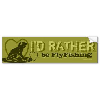 Green Camouflage "I'd Rather Be Fly Fishing" Bumper Sticker