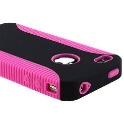 Hot Pink Hybrid Case Protector for Apple iPhone 4 AT&T Eforcity Cases & Holders