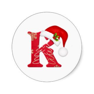 Monogram letter K, Santa hat Christmas  Sticker