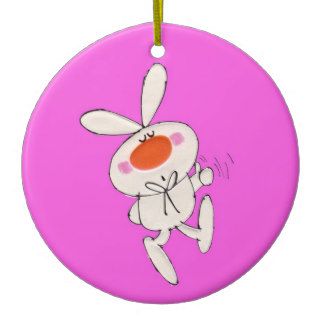 Happy Dancing Cute White Rabbit Ornaments