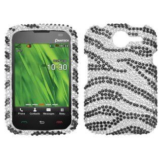 MYBAT Black Zebra Skin Diamante Protector Cover for PANTECH P6030 (Renue) Cell Phones & Accessories