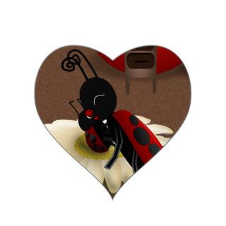 Mommy Ladybug kissing her baby Heart Stickers
