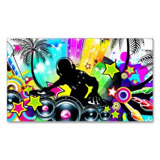 DJ Retro Colorful Tropical Template Business Cards