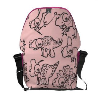 Cute pink black baby dinosaur Cartoon animal bag Courier Bag