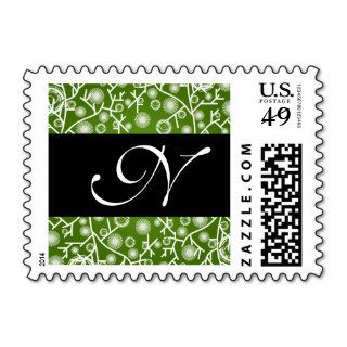 Winter Green Holiday Letter N Postage