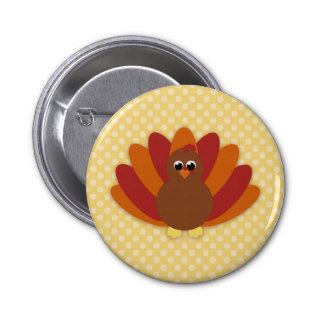 Cute Cartoon Thanksgiving Turkey Buttons