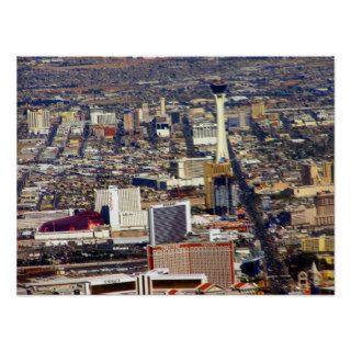 Las Vegas Strip & Downtown Aerial Poster Print