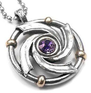 Ancient Atlantis Fantasy Spiral Vortex Silver Tone Pewter Pendant with Chain Necklace Jewelry