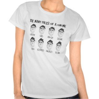 The Many Faces of a Gnome ladies t shirt